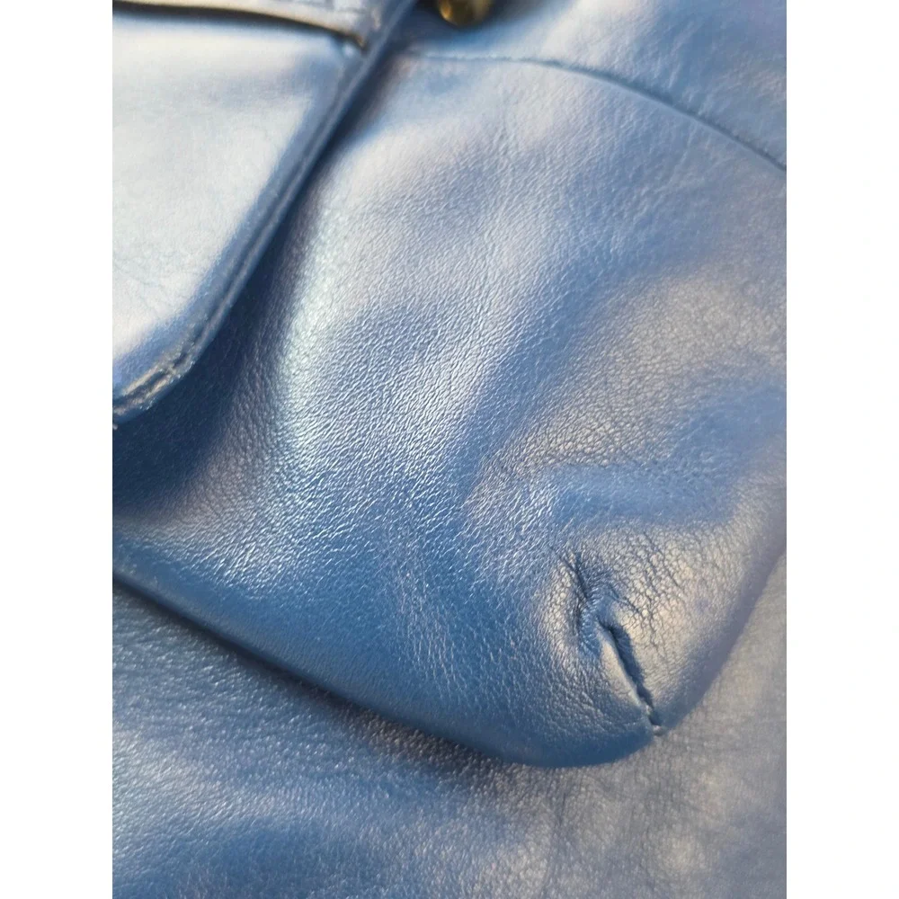 Coach Kristen Cobalt Blue Leather Shoulder Bag Gold Hardware 18609 Tie Tassel